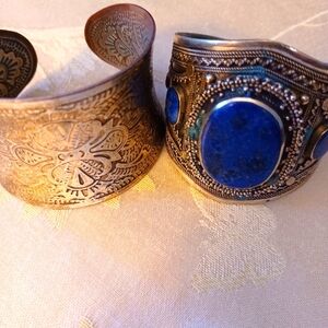 Estate Vintage Triable Silvertone Cuff Bangles